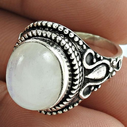 Scrumptious 925 Sterling Silver Rainbow Moonstone Ring Jewellery