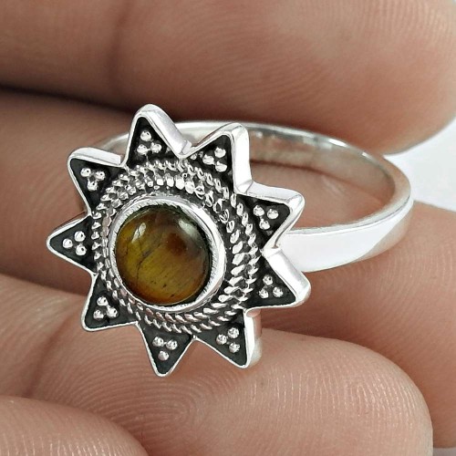 Lovely 925 Sterling Silver Tiger Eye Gemstone Ring Vintage Jewelry Wholesale