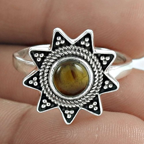 Scenic 925 Sterling Silver Tiger Eye Gemstone Ring Jewelry