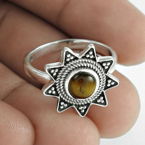 Daily Wear 925 Sterling Silver Tiger Eye Gemstone Ring Jewelry Wholesaler