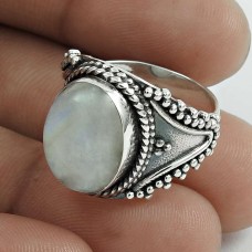 Sightly 925 Sterling Silver Rainbow Moonstone Gemstone Ring Size 7 Vintage Jewelry D84