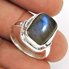 Labradorite Gemstone Ring Size 7.5 925 Sterling Silver Ethnic Jewelry CB70