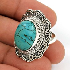 Turquoise Gemstone Ring 925 Sterling Silver Vintage Jewelry AZ39