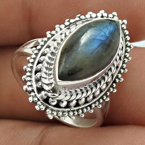 Labradorite Gemstone Ring 925 Sterling Silver Women Gift Jewelry PH42