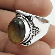 Trendy 925 Sterling Silver Tiger Eye Gemstone Ring Size 7 Handmade Jewelry E58