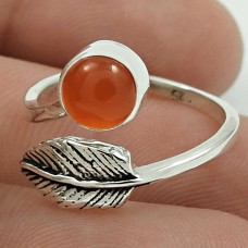 Women Gift Carnelian Gemstone Jewelry 925 Silver Leaf Ring Size 8 EE23