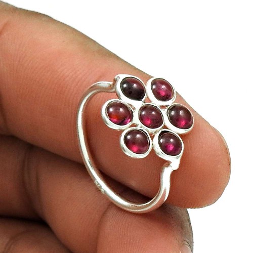 Latest Trend 925 Sterling Silver Garnet Gemstone Ring Size 6 Traditional Jewelry E24