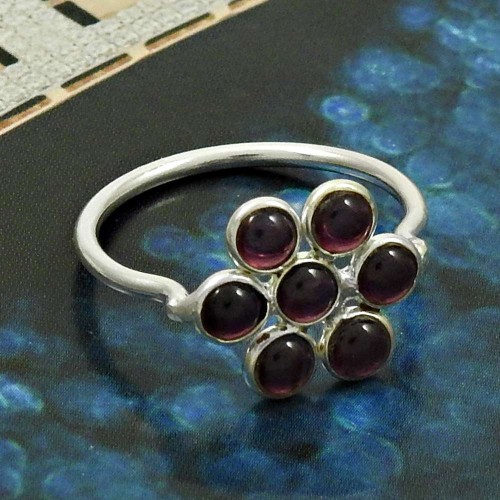 Party Wear 925 Sterling Silver Garnet Gemstone Ring Size 7 Handmade Jewelry D25