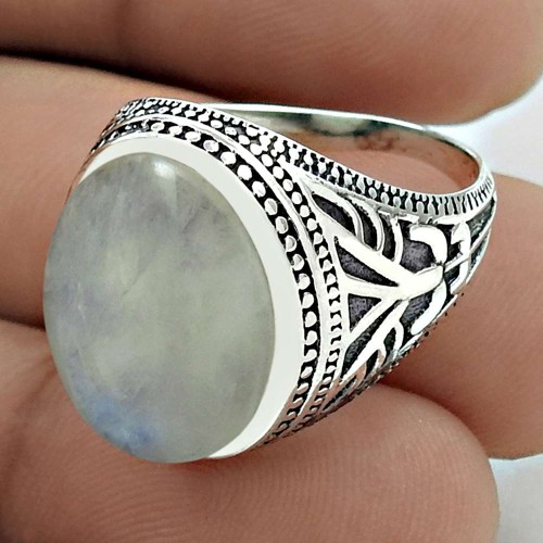 Party Wear 925 Sterling Silver Rainbow Moonstone Gemstone Ring Size 8 Handmade Jewelry G37
