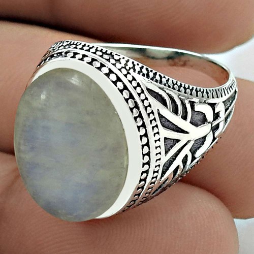 Scrumptious 925 Sterling Silver Rainbow Moonstone Gemstone Ring Size 7 Traditional Jewelry G44