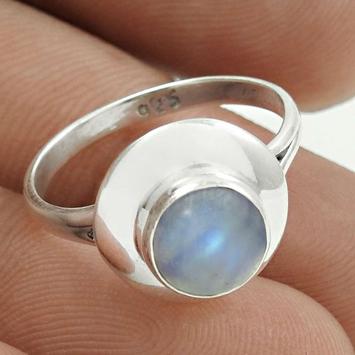 Daily Wear 925 Sterling Silver Rainbow Moonstone Gemstone Ring Size 6 Traditional Jewelry G90