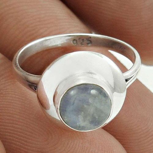 Rare 925 Sterling Silver Rainbow Moonstone Gemstone Ring Size 5.5 Ethnic Jewelry G91