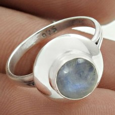 Trendy 925 Sterling Silver Rainbow Moonstone Gemstone Ring Size 6 Handmade Jewelry G92