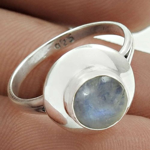 Trendy 925 Sterling Silver Rainbow Moonstone Gemstone Ring Size 6 Handmade Jewelry G92