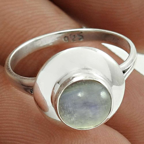 Lovely 925 Sterling Silver Rainbow Moonstone Gemstone Ring Size 5.5 Handmade Jewelry G98