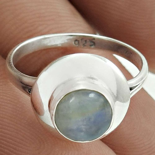 Pleasing 925 Sterling Silver Rainbow Moonstone Gemstone Ring Size 6 Antique Jewelry H3