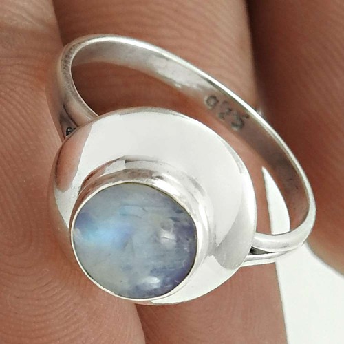 Stylish 925 Sterling Silver Rainbow Moonstone Gemstone Ring Size 6.5 Handmade Jewelry H6