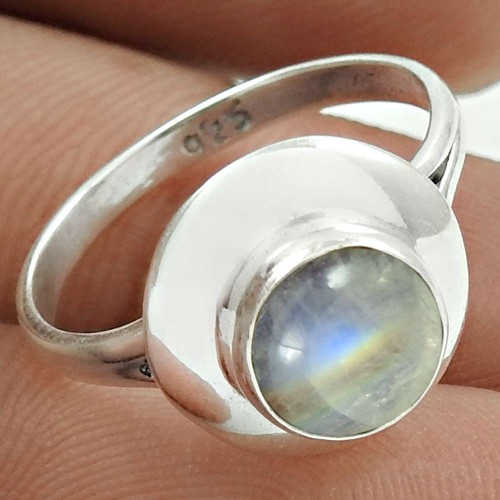 Good-Looking 925 Sterling Silver Rainbow Moonstone Gemstone Ring Size 7 Handmade Jewelry H8