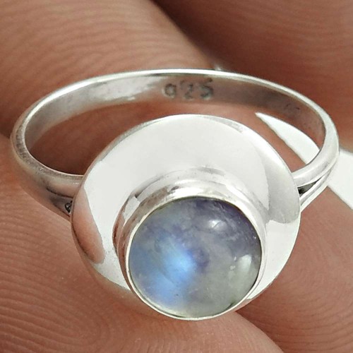 Personable 925 Sterling Silver Rainbow Moonstone Gemstone Ring Size 7 Handmade Jewelry H14