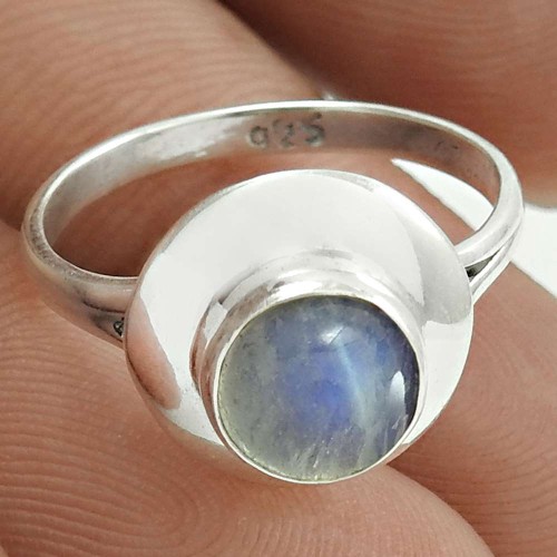 Latest Trend 925 Sterling Silver Rainbow Moonstone Gemstone Ring Size 7.5 Vintage Jewelry H32