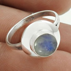 Well-Favoured 925 Sterling Silver Rainbow Moonstone Gemstone Ring Size 5.5 Ethnic Jewelry H53