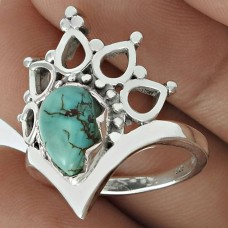 Turquoise Gemstone Ring 925 Sterling Silver Vintage Jewelry PH45