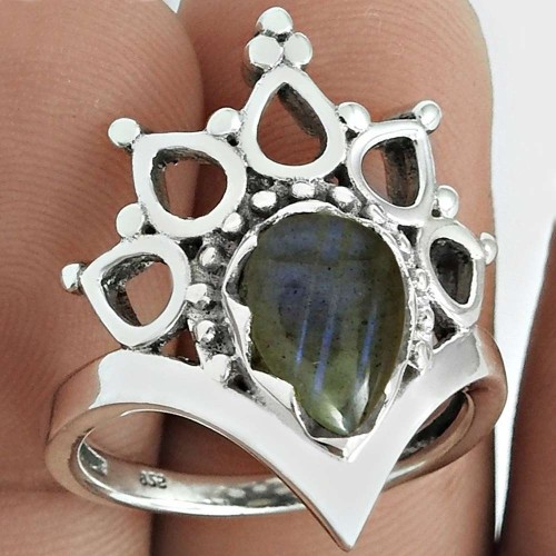 Labradorite Gemstone Ring Size 7 925 Sterling Silver Fine Jewelry Q3