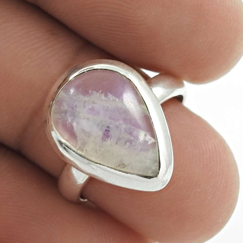 Natural RAINBOW MOONSTONE HANDMADE Solid Sterling Silver Ring Size 6 JJ66