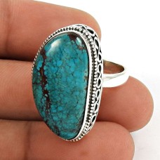 Turquoise Gemstone Ring 925 Sterling Silver Vintage Jewelry QA48