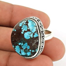 Turquoise Gemstone Ring 925 Sterling Silver Vintage Look Jewelry PL49