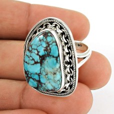 Turquoise Gemstone Ring 925 Sterling Silver Vintage Jewelry YH52