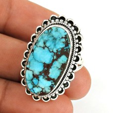 Turquoise Gemstone Ring 925 Sterling Silver Ethnic Jewelry AZ53