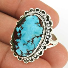 Turquoise Gemstone Ring 925 Sterling Silver Vintage Jewelry PH54