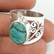 Turquoise Gemstone Ring 925 Sterling Silver Tribal Jewelry UJ62