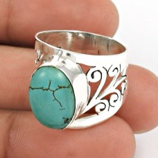 Turquoise Gemstone Ring 925 Sterling Silver Ethnic Jewelry RF63