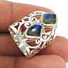 Labradorite Gemstone Ring 925 Sterling Silver Women Gift Jewelry UJ63