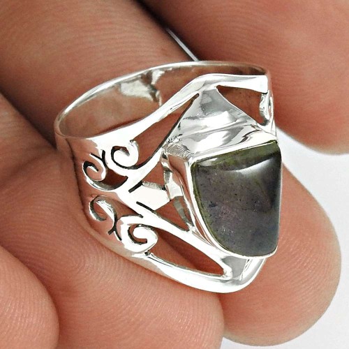 Labradorite Gemstone Ring 925 Sterling Silver Tribal Jewelry PH64