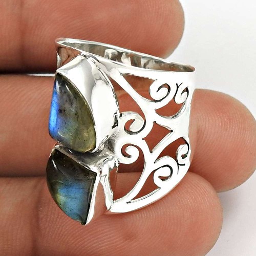 Labradorite Gemstone Ring 925 Sterling Silver Traditional Jewelry TG65