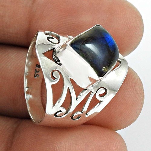 Labradorite Gemstone Ring 925 Sterling Silver Ethnic Jewelry PH66