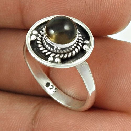 Smoky Quartz Gemstone Ring Size 6 925 Sterling Silver Traditional Jewelry SN24