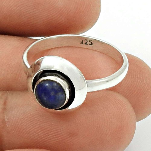 Lapis Gemstone Ring Size 8.5 925 Sterling Silver Vintage Look Jewelry SN75