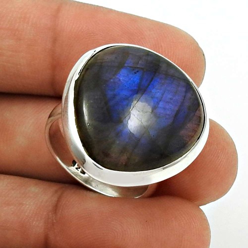 Labradorite Gemstone Ring Size 7 925 Sterling Silver Stylish Jewelry CB5