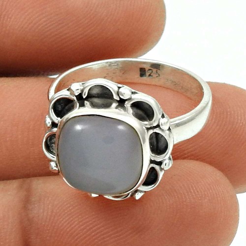 Natural CHALCEDONY HANDMADE Jewelry 925 Sterling Silver Ring Size 6 LL18