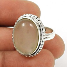 HANDMADE 925 Silver Jewelry Natural ROSE QUARTZ Gemstone Tribal Ring Size 8 FF21