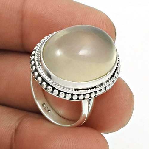 Natural ROSE QUARTZ Ring Size 7 925 Sterling Silver HANDMADE Jewelry MM21
