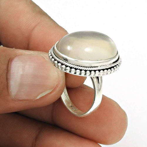 Natural ROSE QUARTZ Gemstone Ring Size 7 925 Silver HANDMADE Jewelry KK22