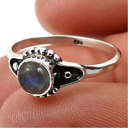 Labradorite Gemstone Jewelry 925 Sterling Silver Ring Size 7 V39