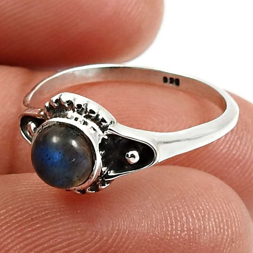 Labradorite Gemstone Ring Size 6 925 Sterling Silver Fine Jewelry W39