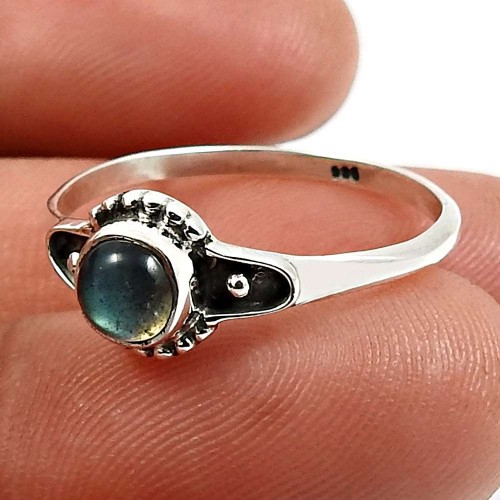 Wedding Gift 925 Sterling Silver Jewelry Labradorite Gemstone Ring Size 9 X39