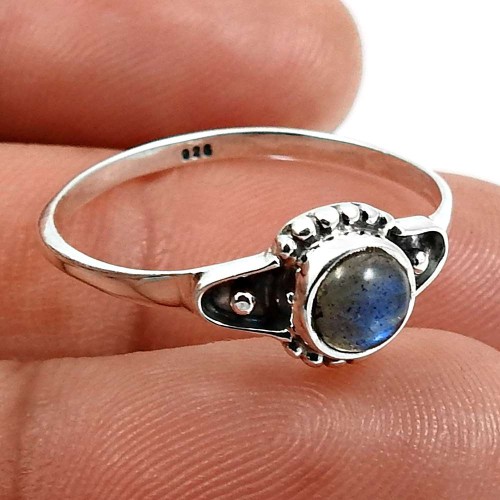 Labradorite Gemstone Jewelry 925 Fine Sterling Silver Ring Size 9 Y39